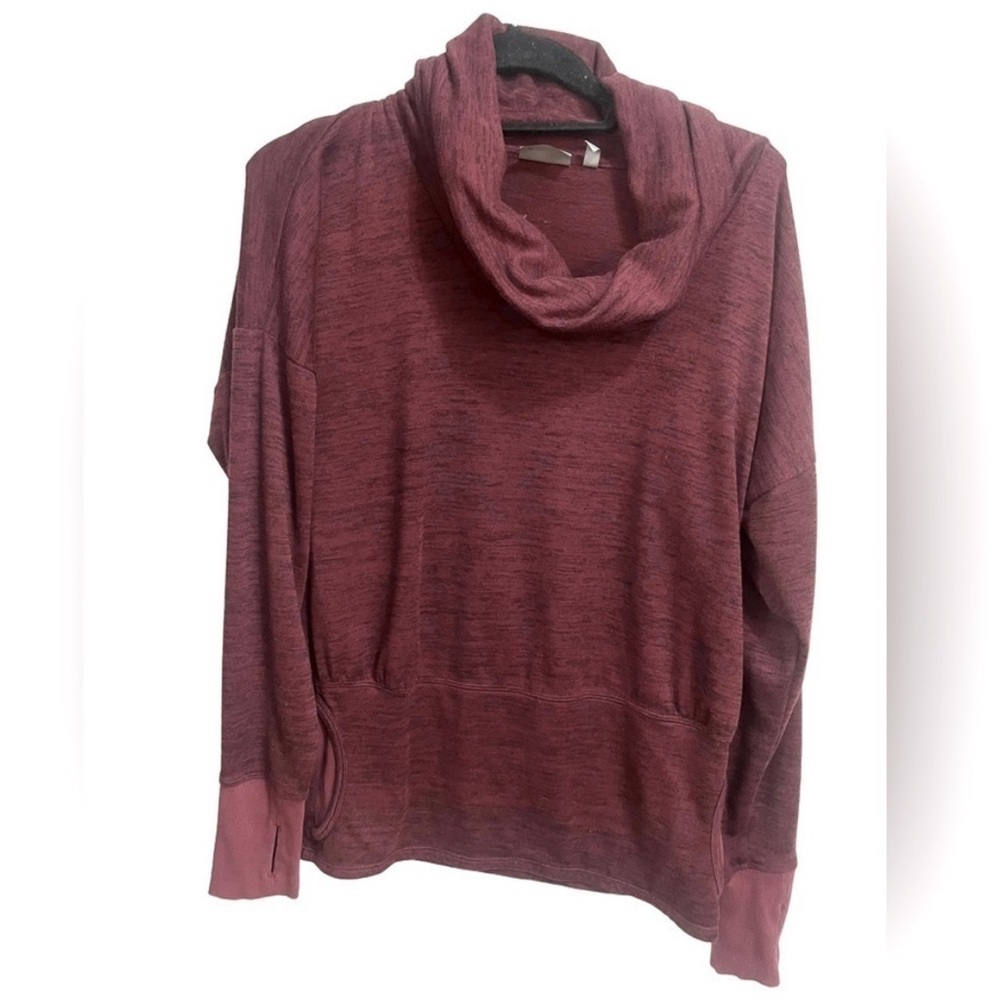 Athleta Batwing & Robin Pullover Cowl Neck Sweatshirt Womens Burgundy Size: S‎